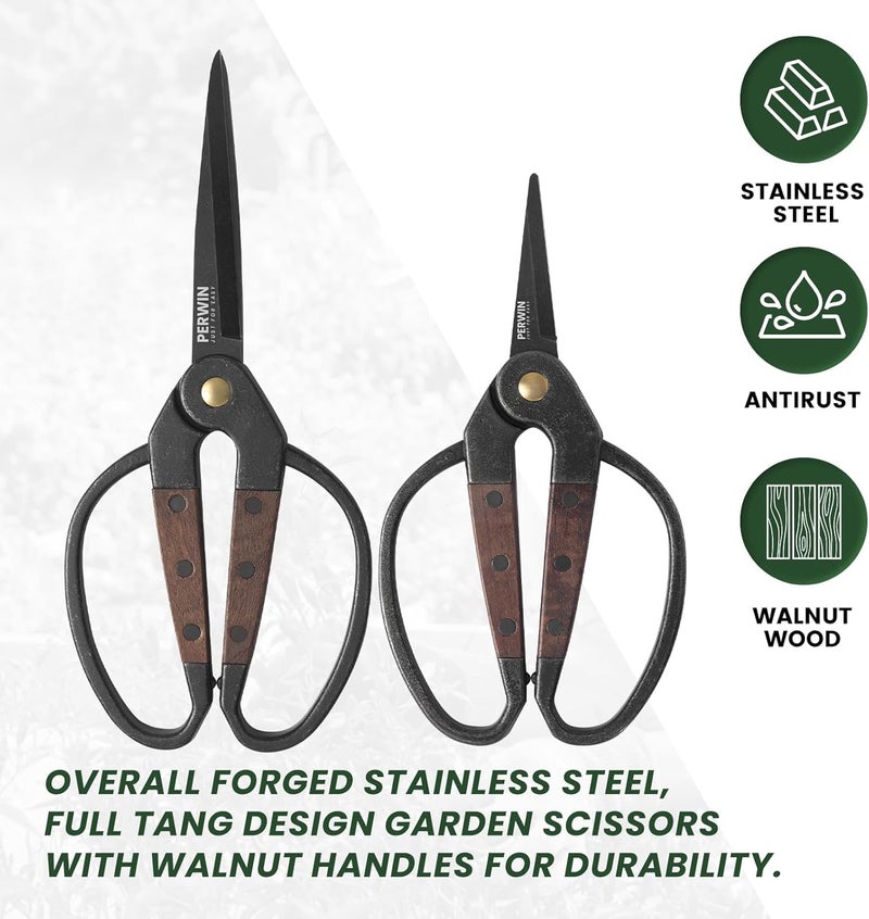 PERWIN Garden Flower Bonsai Scissors,Walnut Wide Handles Pruning Gardening Scissors Floral Shears for Gardening,Succulent Harvest, and Precision Plant Trimming Care - Image 5